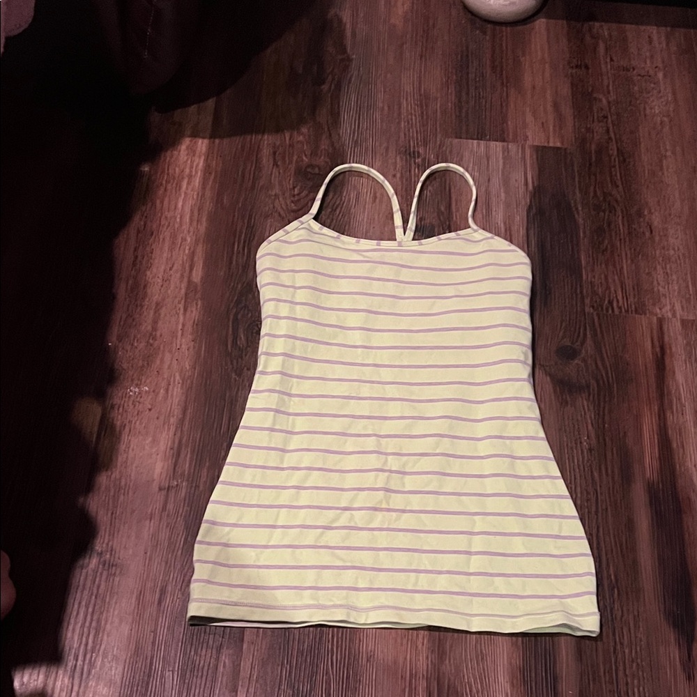 lululemon athletica Yellow and Gray Striped Tank Top